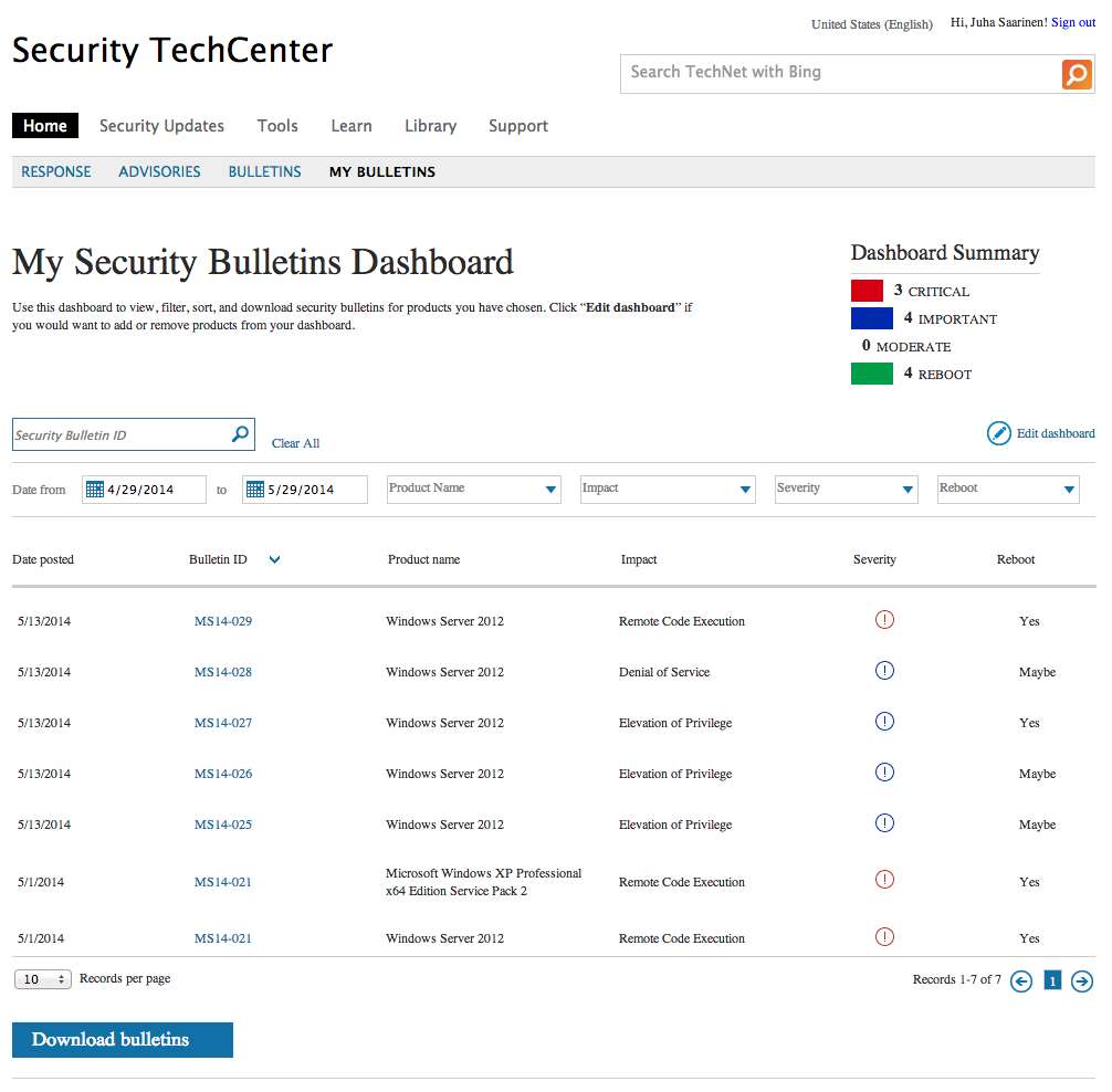 Microsoft introduces security bulletin dashboard for admins Security